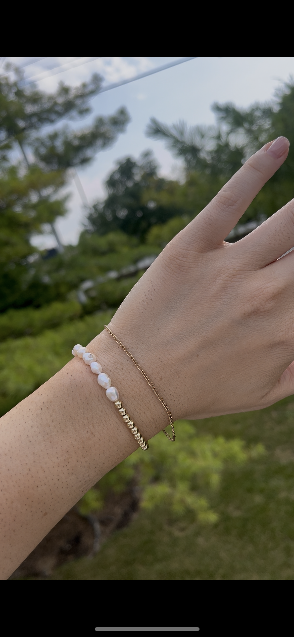 5mm nugget pearls + 4mm gold filled bracelet