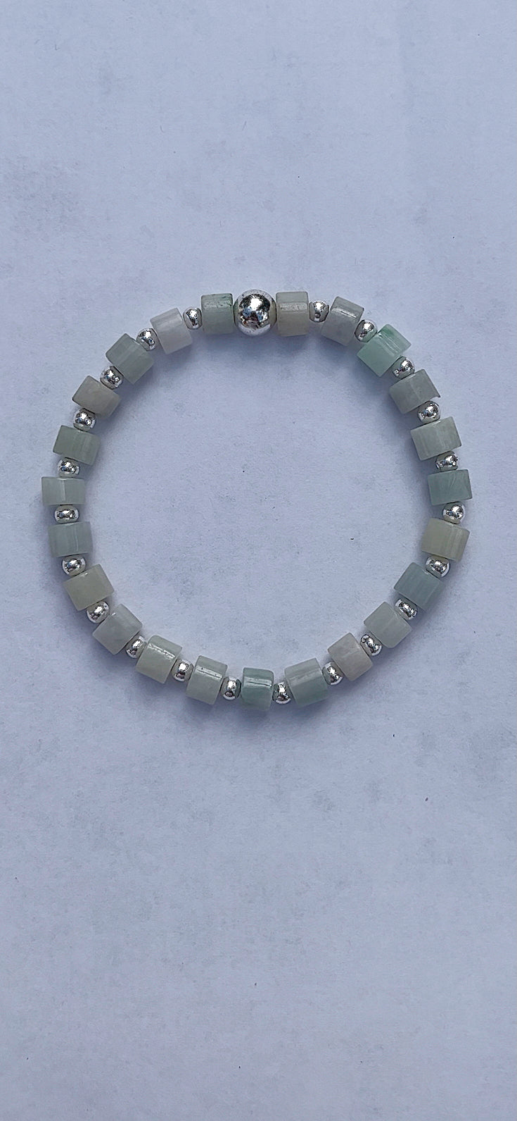 Icy jade and silver hematite