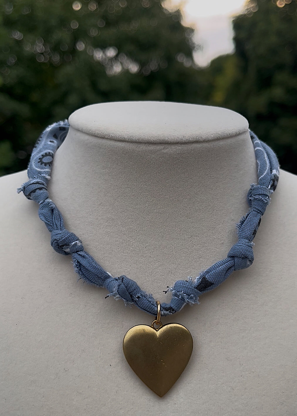 Denim + brass heart