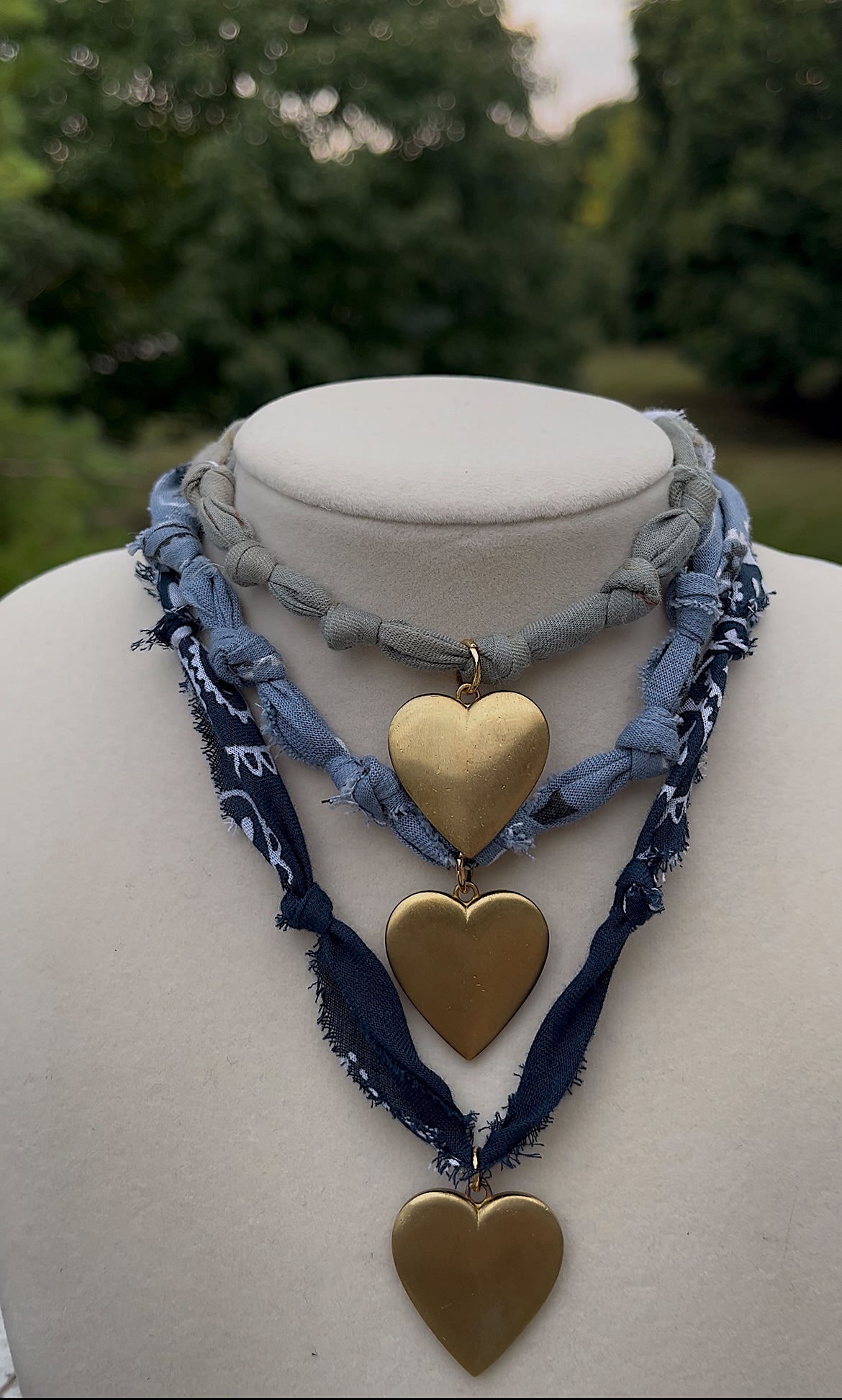 Denim + brass heart