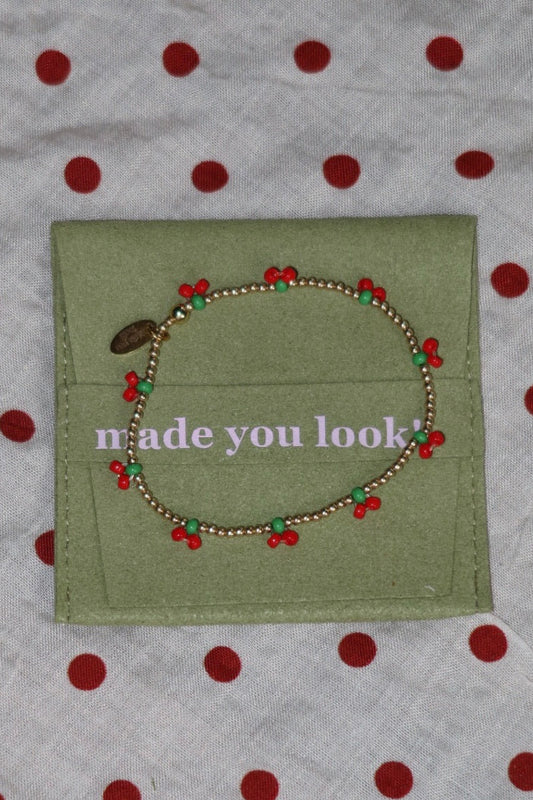 The Cherry - Gold Filled Beaded Bracelet