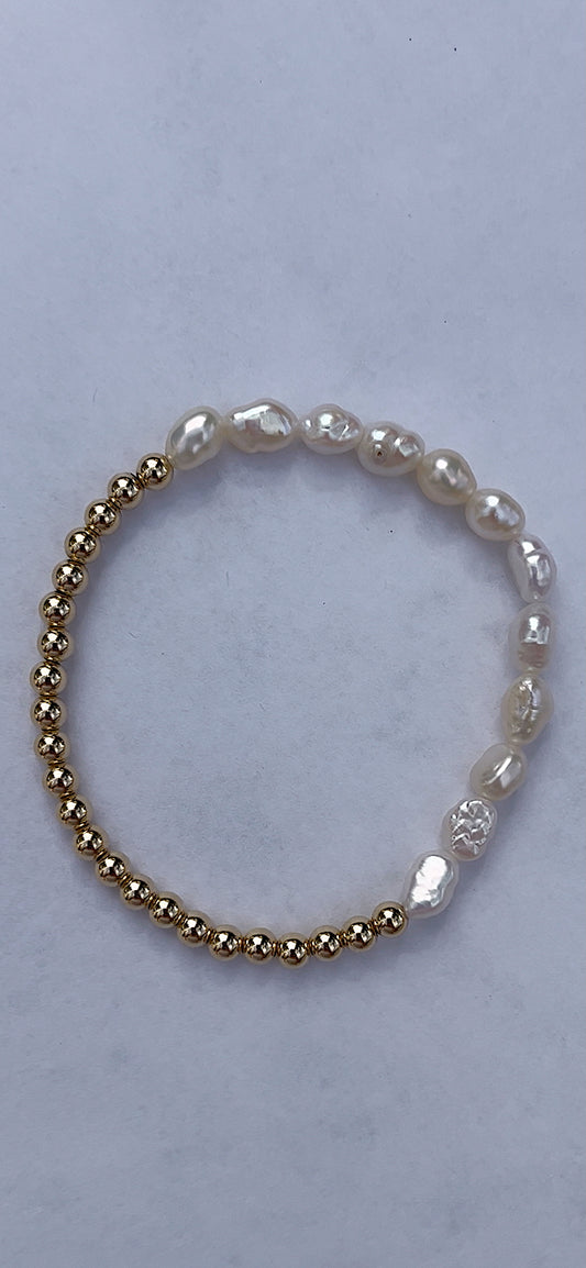 5mm nugget pearls + 4mm gold filled bracelet