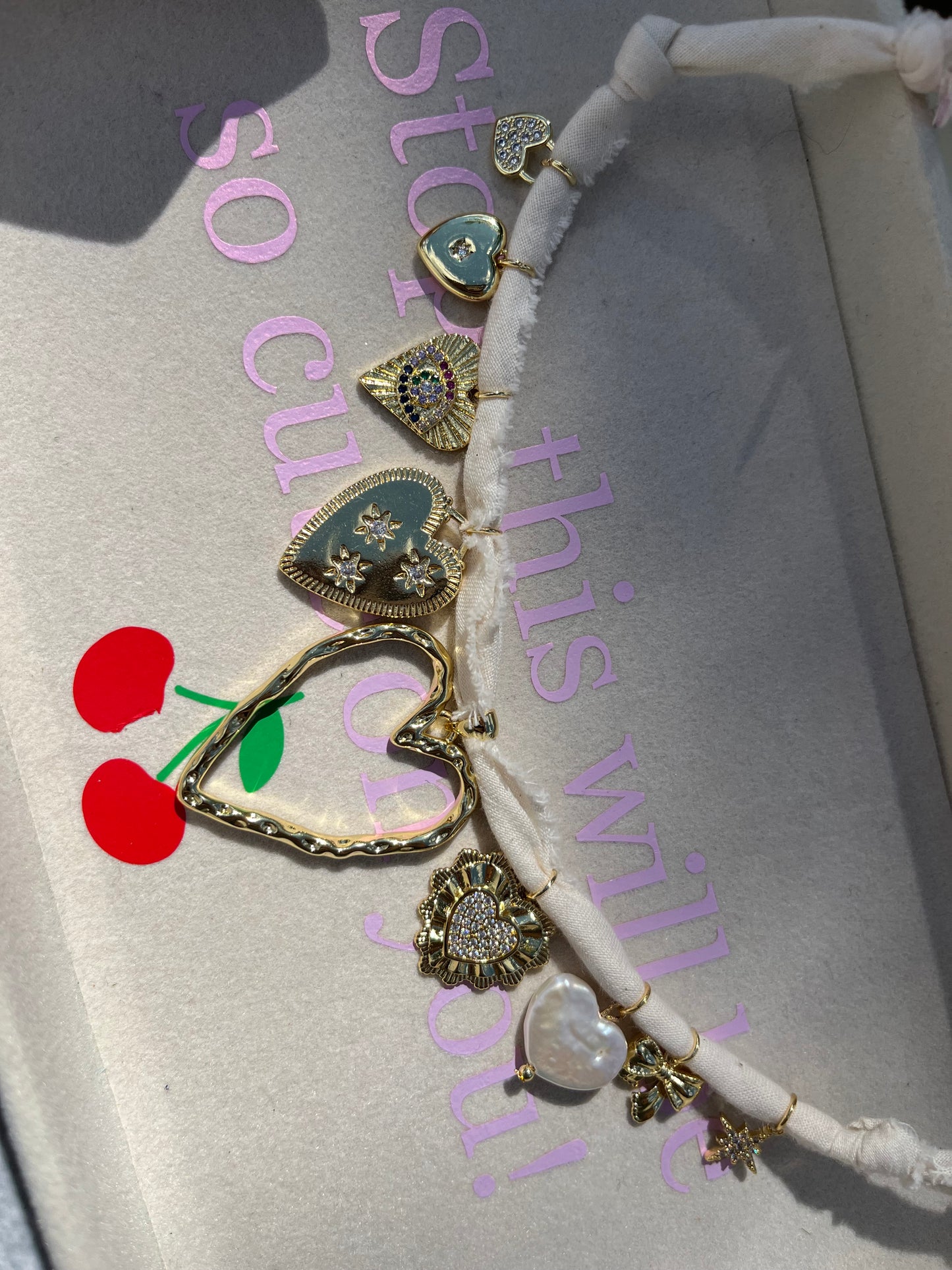 vintage hearts charm necklace