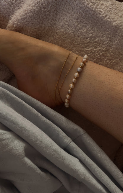 Rosy pearl anklet