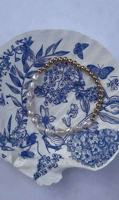 5mm nugget pearls + 4mm gold filled bracelet