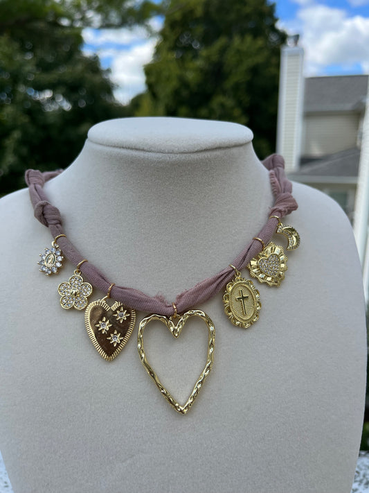neutral girl charm necklace