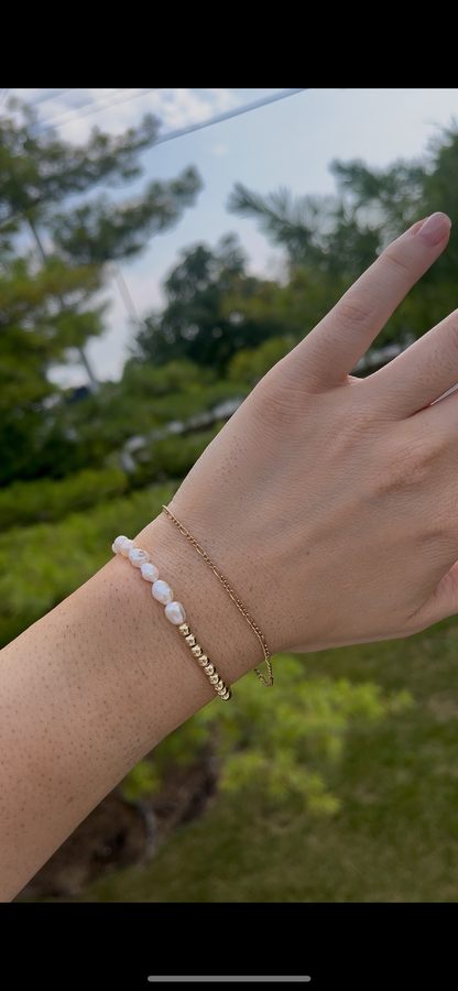 5mm nugget pearls + 4mm gold filled bracelet