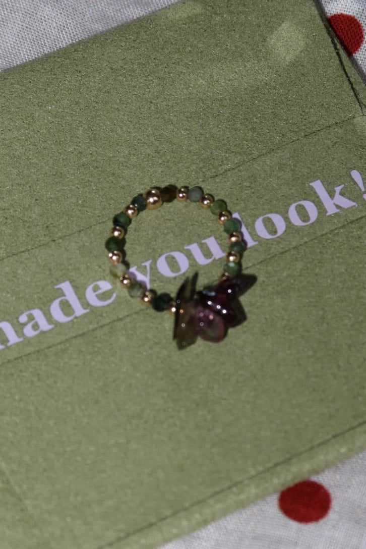 She’s a Gem - 14k gold filled tourmaline beaded ring