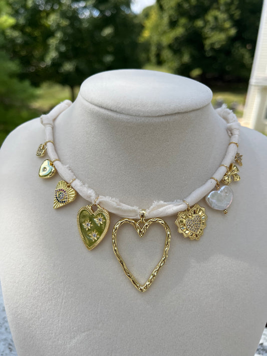 vintage hearts charm necklace