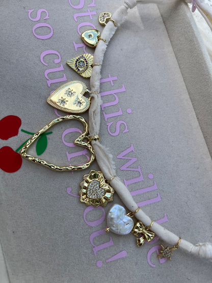 vintage hearts charm necklace