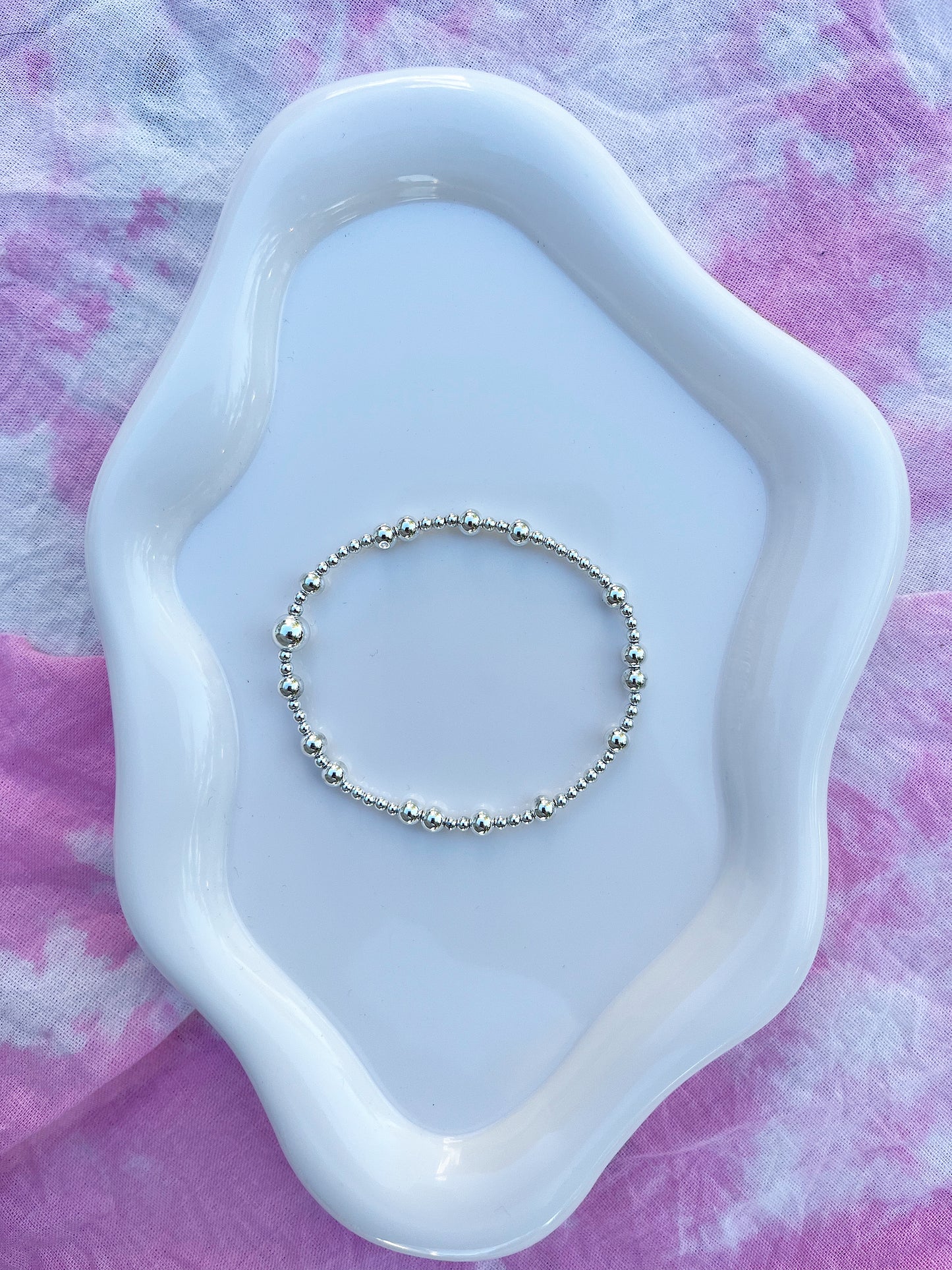 Silver 4mm multi beaded bracelet