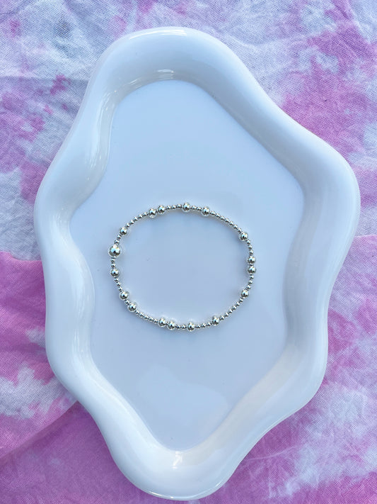 Silver 4mm multi beaded bracelet