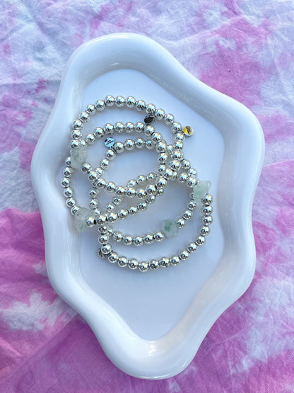 Silver + phantom quartz bracelet