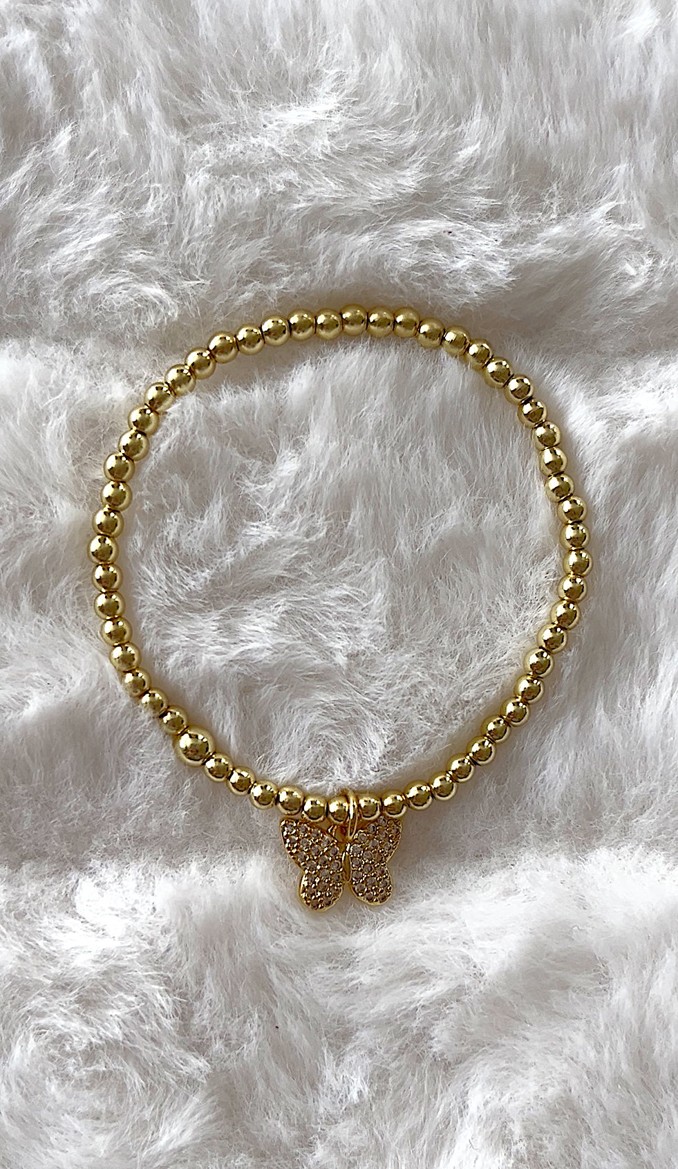 Butterfly charm + beaded mini bracelet