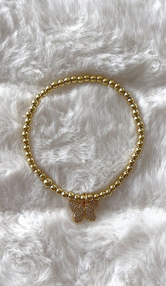 Butterfly charm + beaded mini bracelet