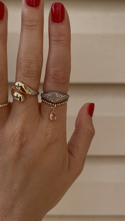 Baby pink charm ring