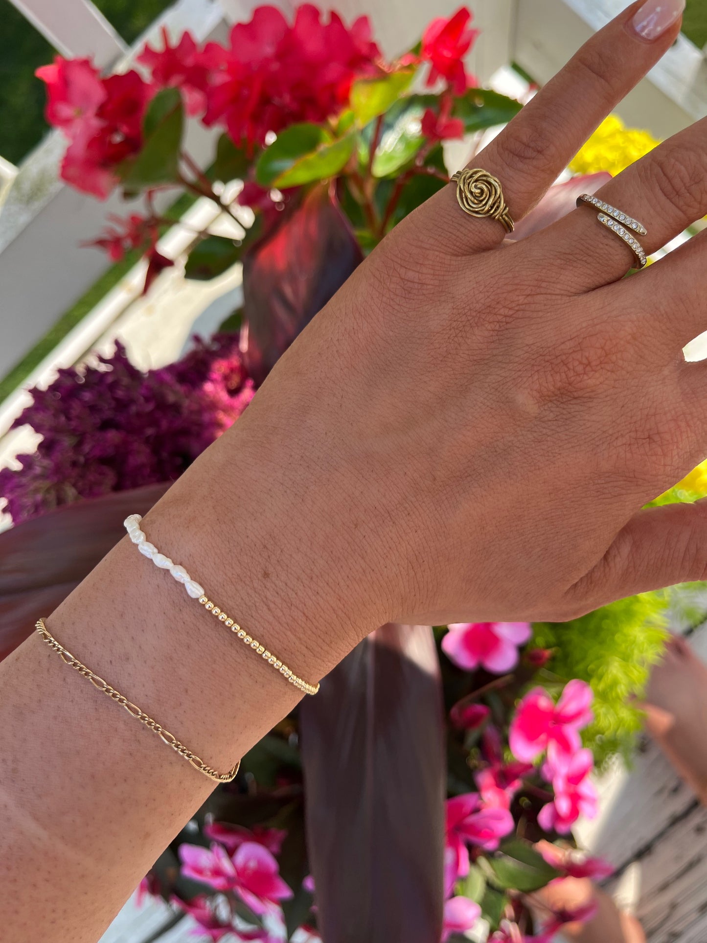 2mm gold + rice pearl bracelet