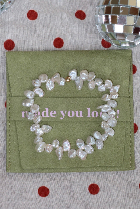 The Petal - Gold Filled Petal Pearl Beaded Bracelet