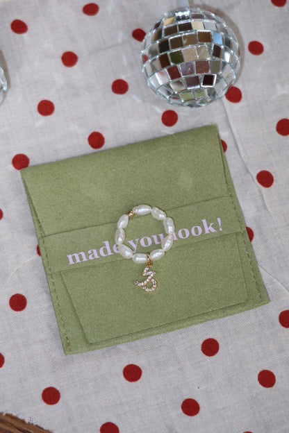 Zodiac pearl charm ring
