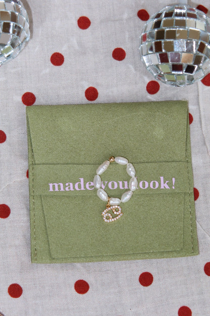 Zodiac pearl charm ring