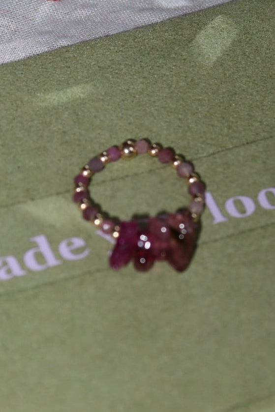 She’s a Gem - 14k gold filled tourmaline beaded ring