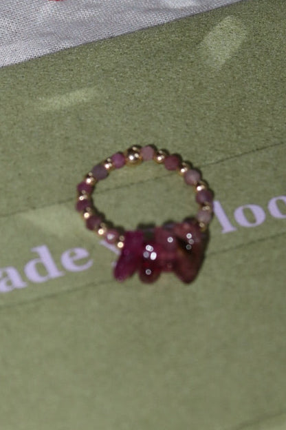 She’s a Gem - 14k gold filled tourmaline beaded ring