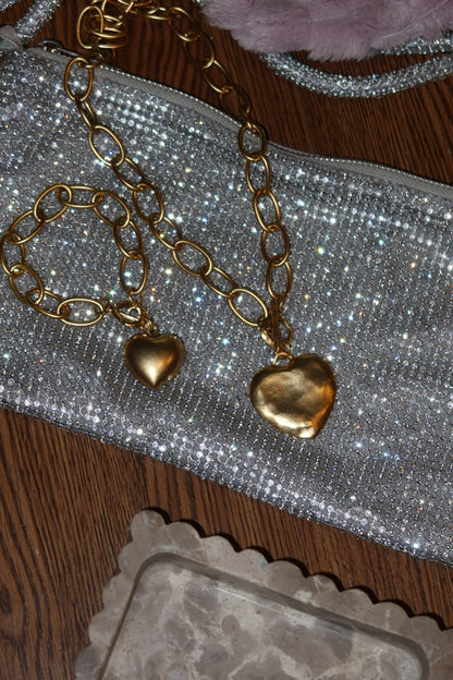 The Gigi - Bubble Heart Statement Chain Bracelet