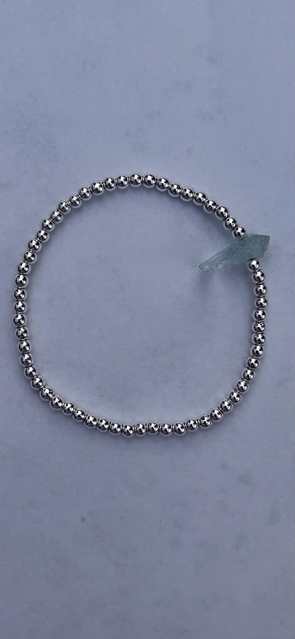 Silver hematite + aquamarine crystal