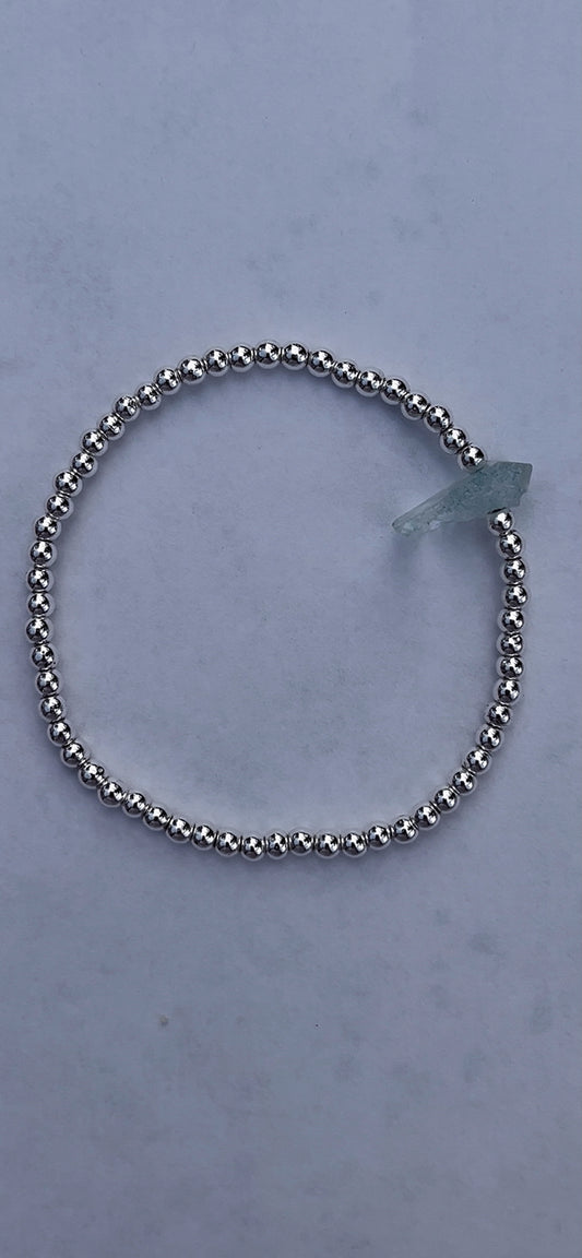 Silver hematite + aquamarine crystal