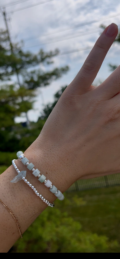 Silver hematite + aquamarine crystal