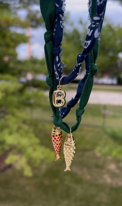 Navy + red fishie
