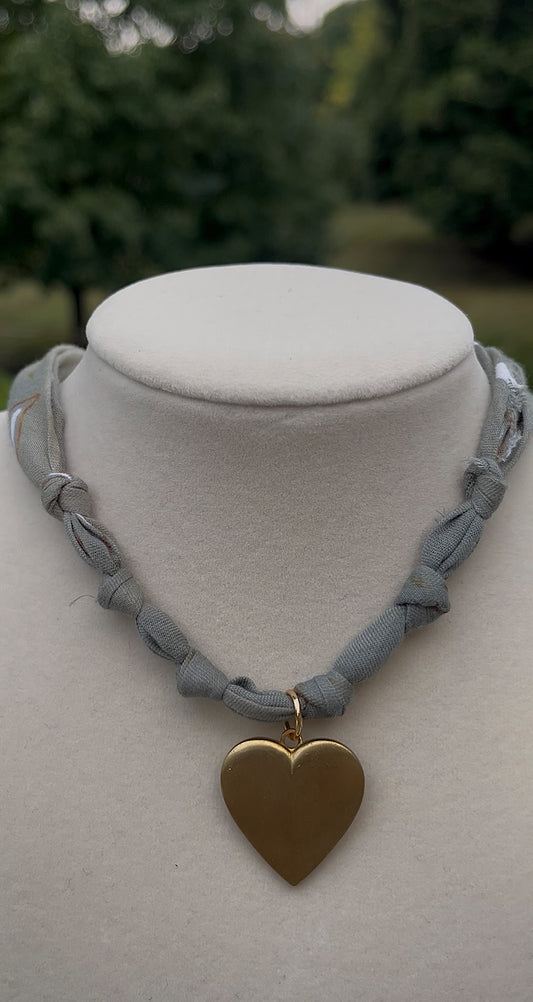 Sage + brass heart