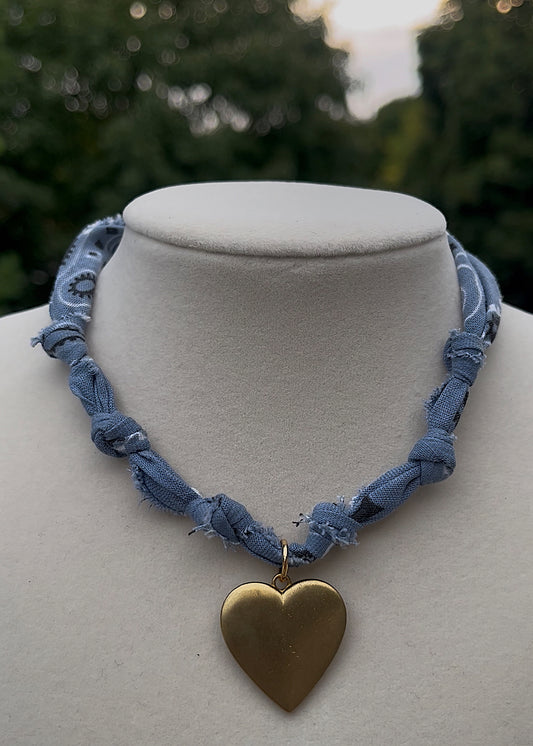 Denim + brass heart
