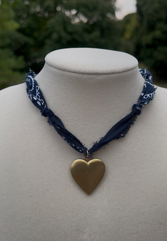 Navy + brass heart
