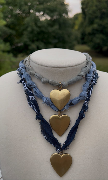 Navy + brass heart