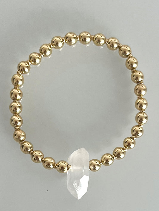 Selenite + Gold Beaded Bracelet