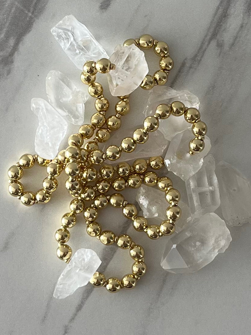 Selenite + Gold Beaded Bracelet